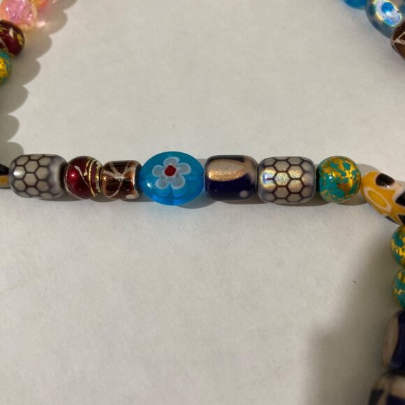 Millefiori Glass And Enameled Metal Beaded Necklace - Picture 5 of 7